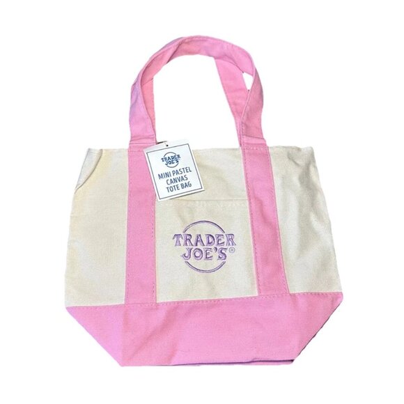 Limited time- Trader Joe’s Mini Pastel Pink Canvas Tote Bag - Picture 1 of 1